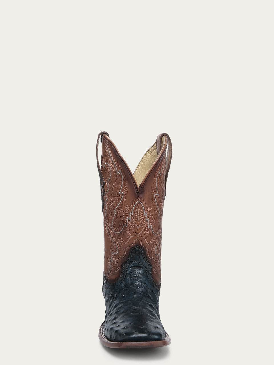 Men's Corral Navy Blue Genuine Full Quill Ostrich Boots with Embroidery