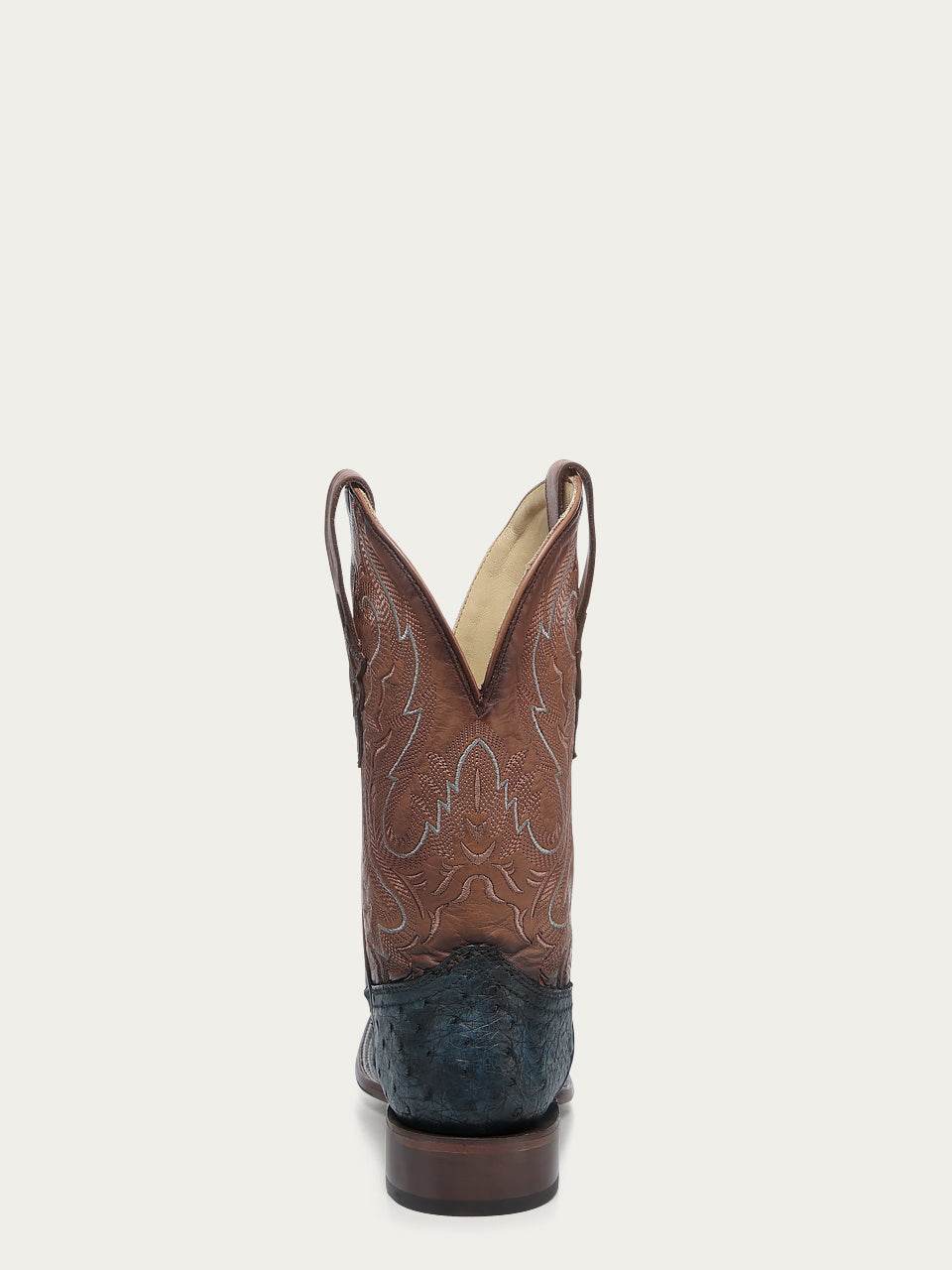 Men's Corral Navy Blue Genuine Full Quill Ostrich Boots with Embroidery