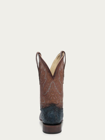 Men's Corral Navy Blue Genuine Full Quill Ostrich Boots with Embroidery