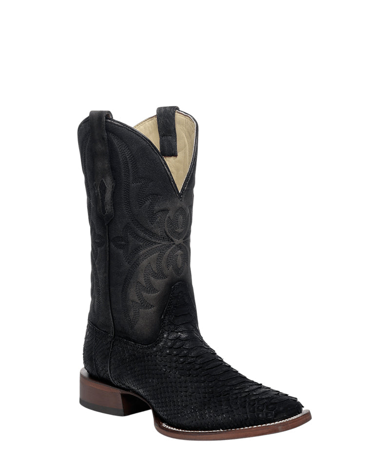 Men's Corral Black Genuine Python Boots with Embroidery