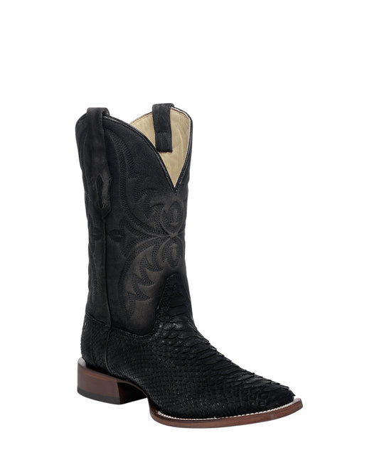 Men's Corral Black Genuine Python Boots with Embroidery