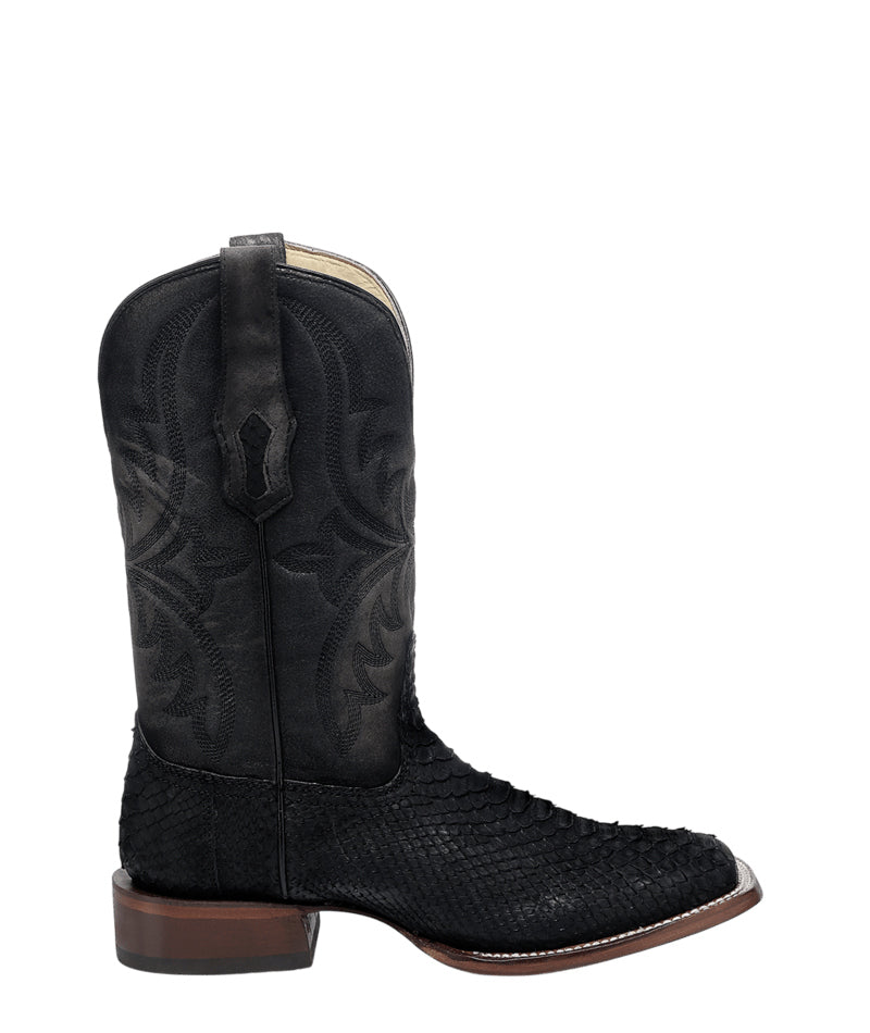Men's Corral Black Genuine Python Boots with Embroidery