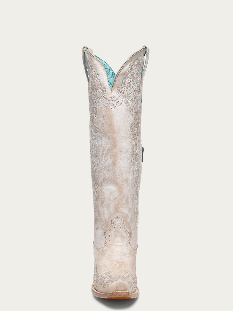Women's Corral Sand Genuine Leather Boots with Floral Embroidery Tall Top