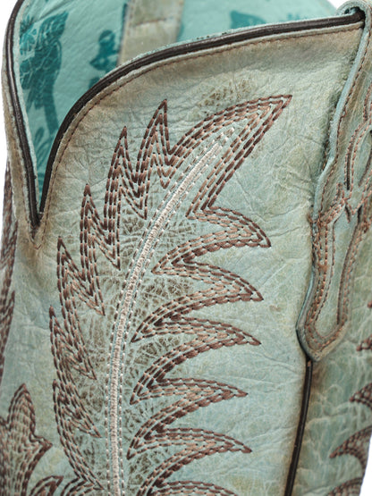 Women's Corral Turquoise Genuine Leather Boots with Embroidery & Metallic Welt Tall Top