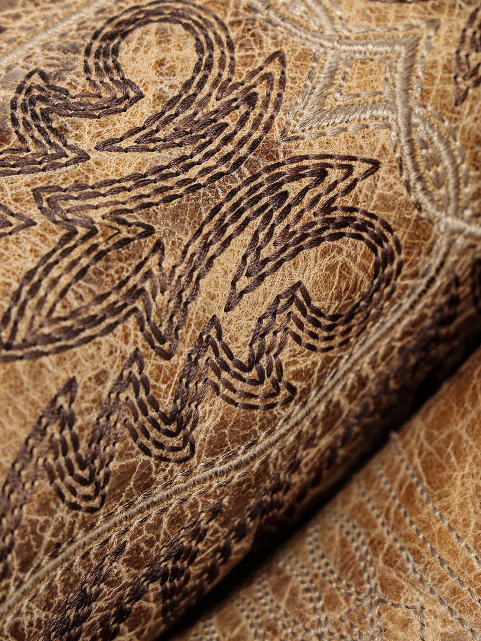 Women's Corral Sand Genuine Leather Boots with Embroidery & Metallic Welt Tall Top