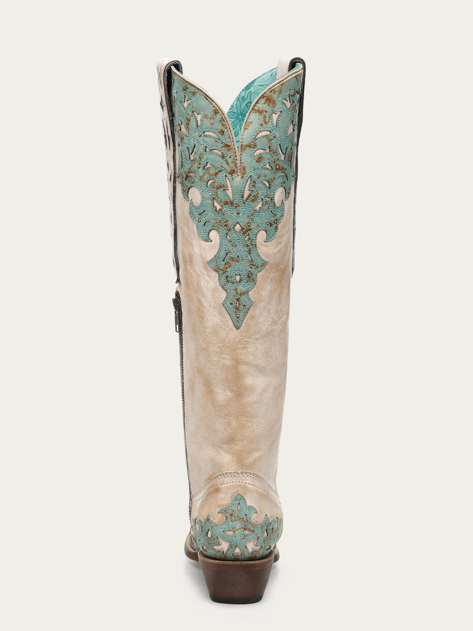Women's Corral Sand Genuine Leather Boots with Overlay & Embroidery & Studs Tall Top