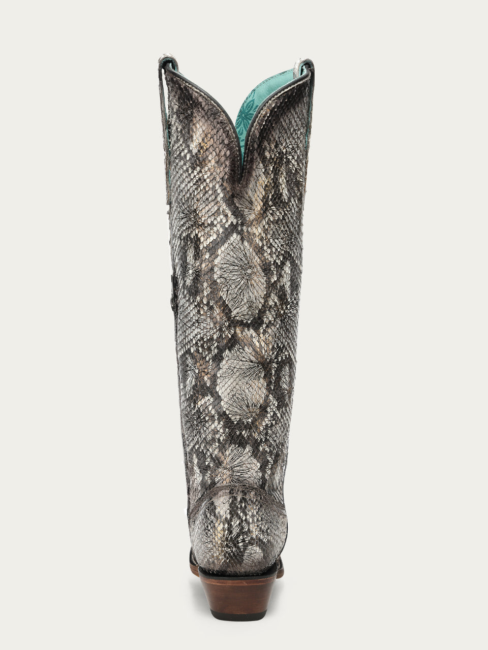 Women's Corral White Genuine Python Boots with Stamped Floral Tall Top