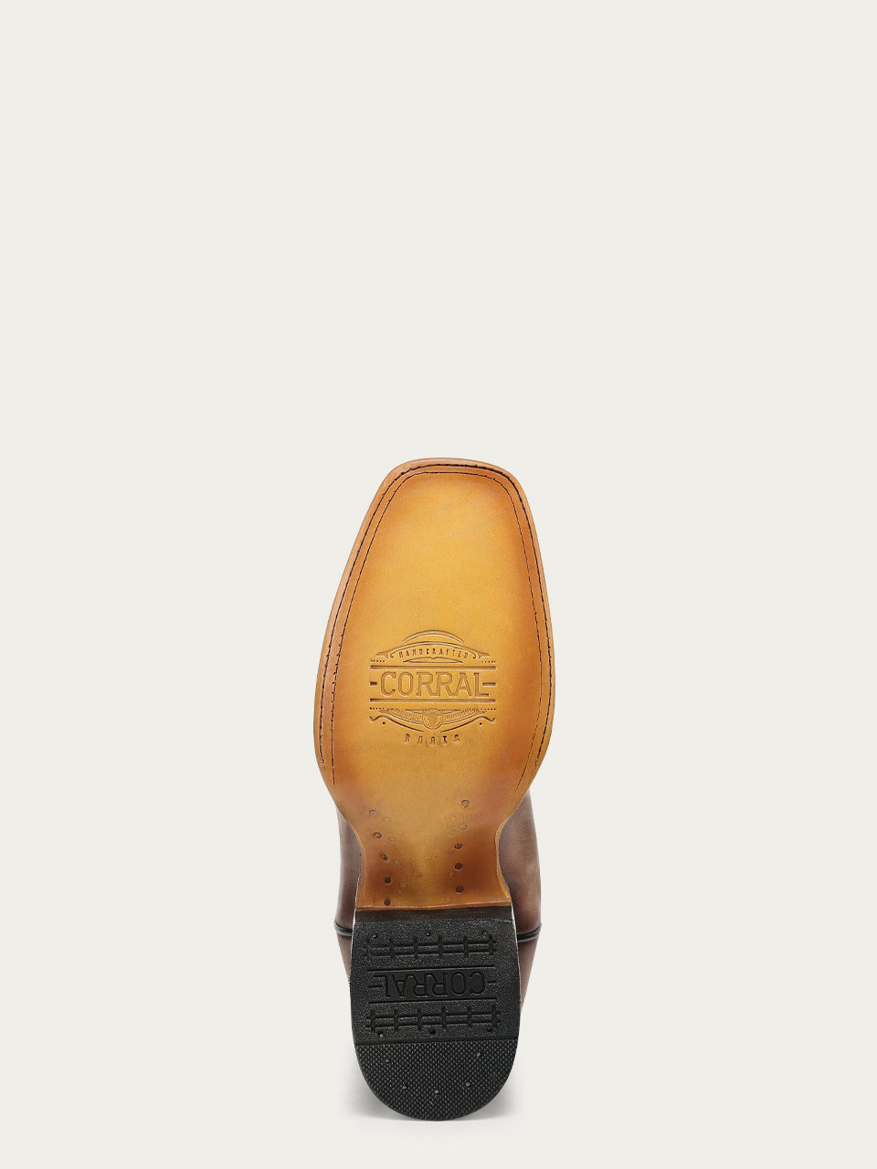 Women's Corral Nude Genuine Leather Boots with Horseshoe Overlay & Embroidery & Handwoven