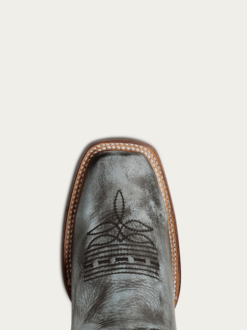 Women's Corral Blue Genuine Leather Boots with Horseshoe Overlay & Embroidery & Handwoven