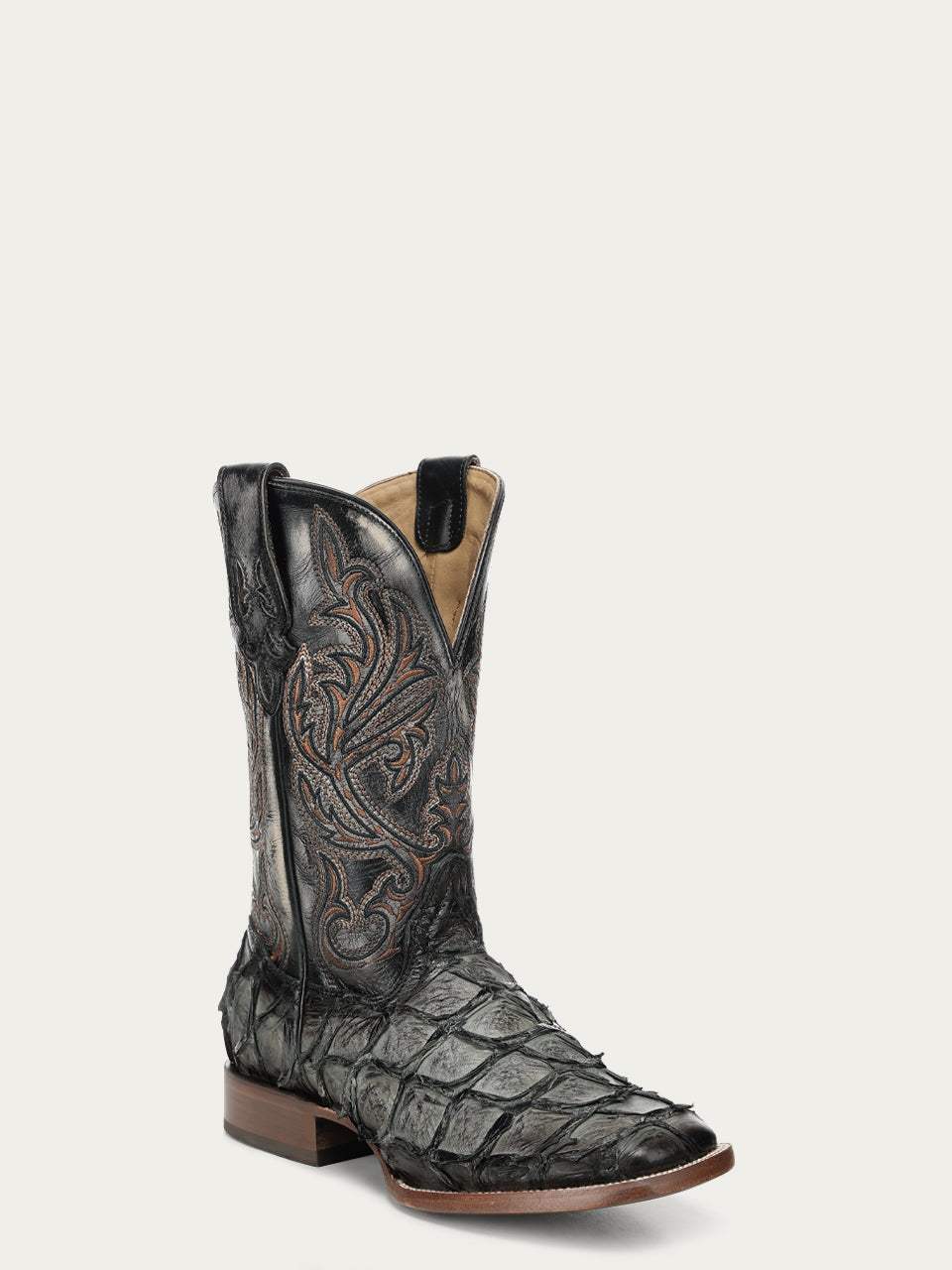Men's Corral Green Genuine Pirarucu Fish Boots with Embroidery
