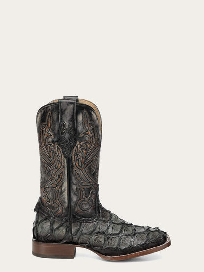Men's Corral Green Genuine Pirarucu Fish Boots with Embroidery