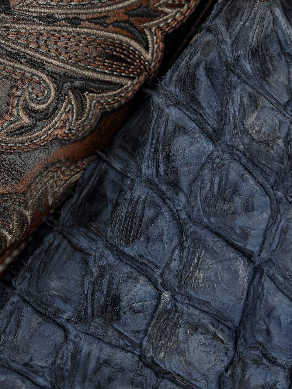 Men's Corral Blue Genuine Pirarucu Fish Boots with Embroidery