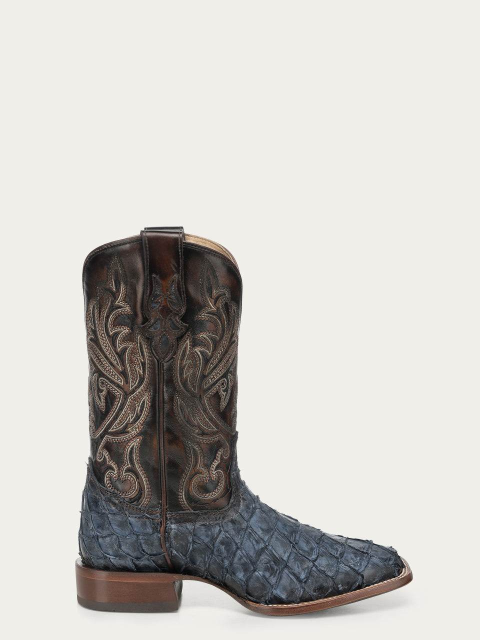 Men's Corral Blue Genuine Pirarucu Fish Boots with Embroidery