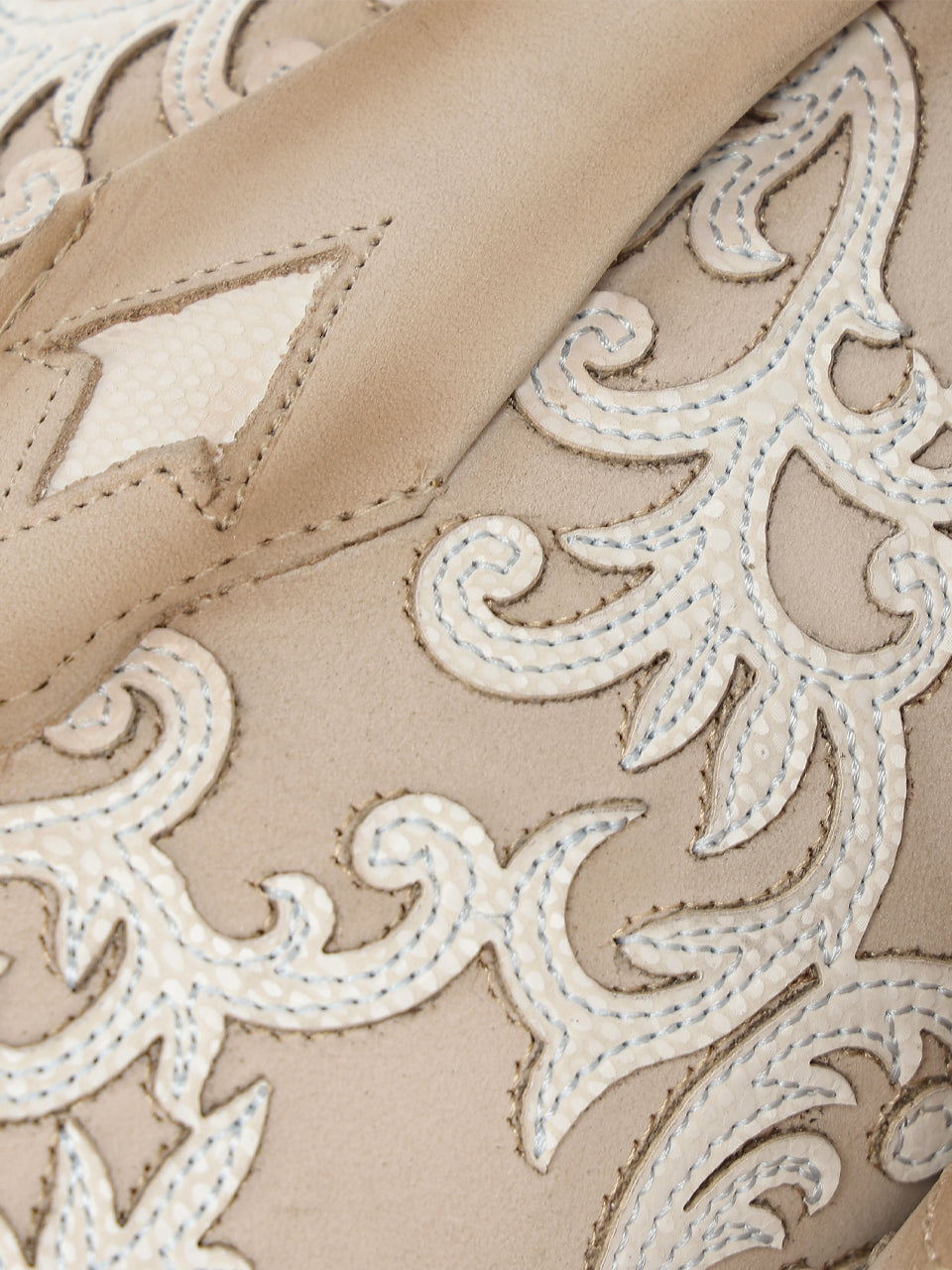 Women's Corral Bone Genuine Leather Boots with Overlay & Embroidery & Studs