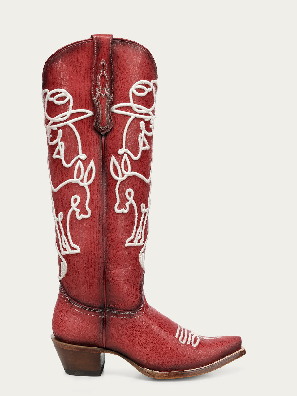 Women's Corral Red Genuine Cowboy Boots with Embroidery Glow in The Dark Tall Top