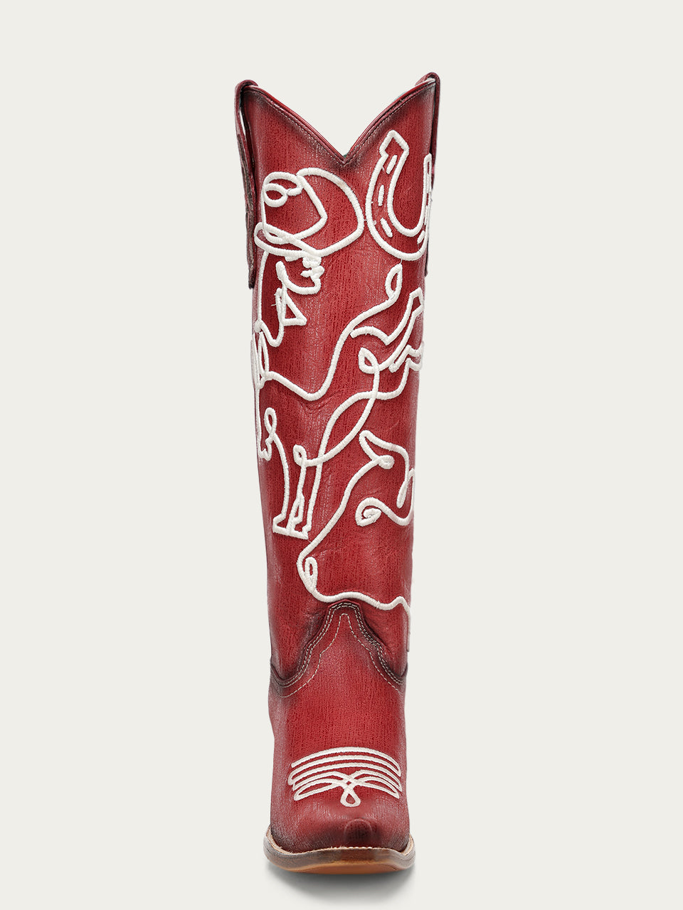 Women's Corral Red Genuine Cowboy Boots with Embroidery Glow in The Dark Tall Top