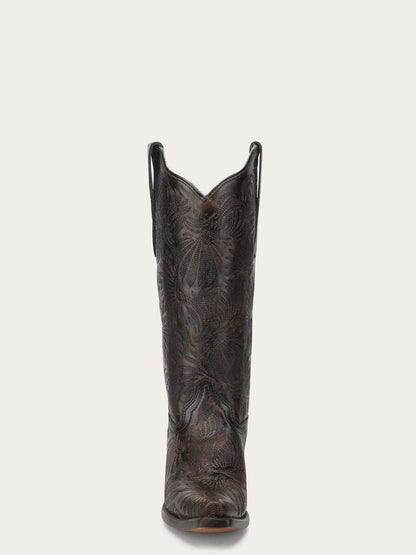 Women's Corral Black Genuine Leather Boots with Honey Floral Petal Embroidery