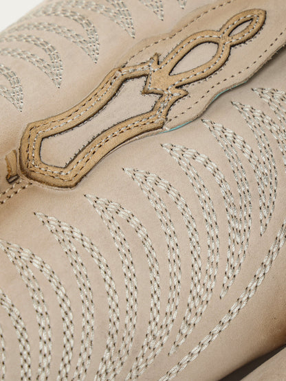 Women's Corral Bone Genuine Leather Boots with Embroidery & Woven & Metallic Welt Tall Top