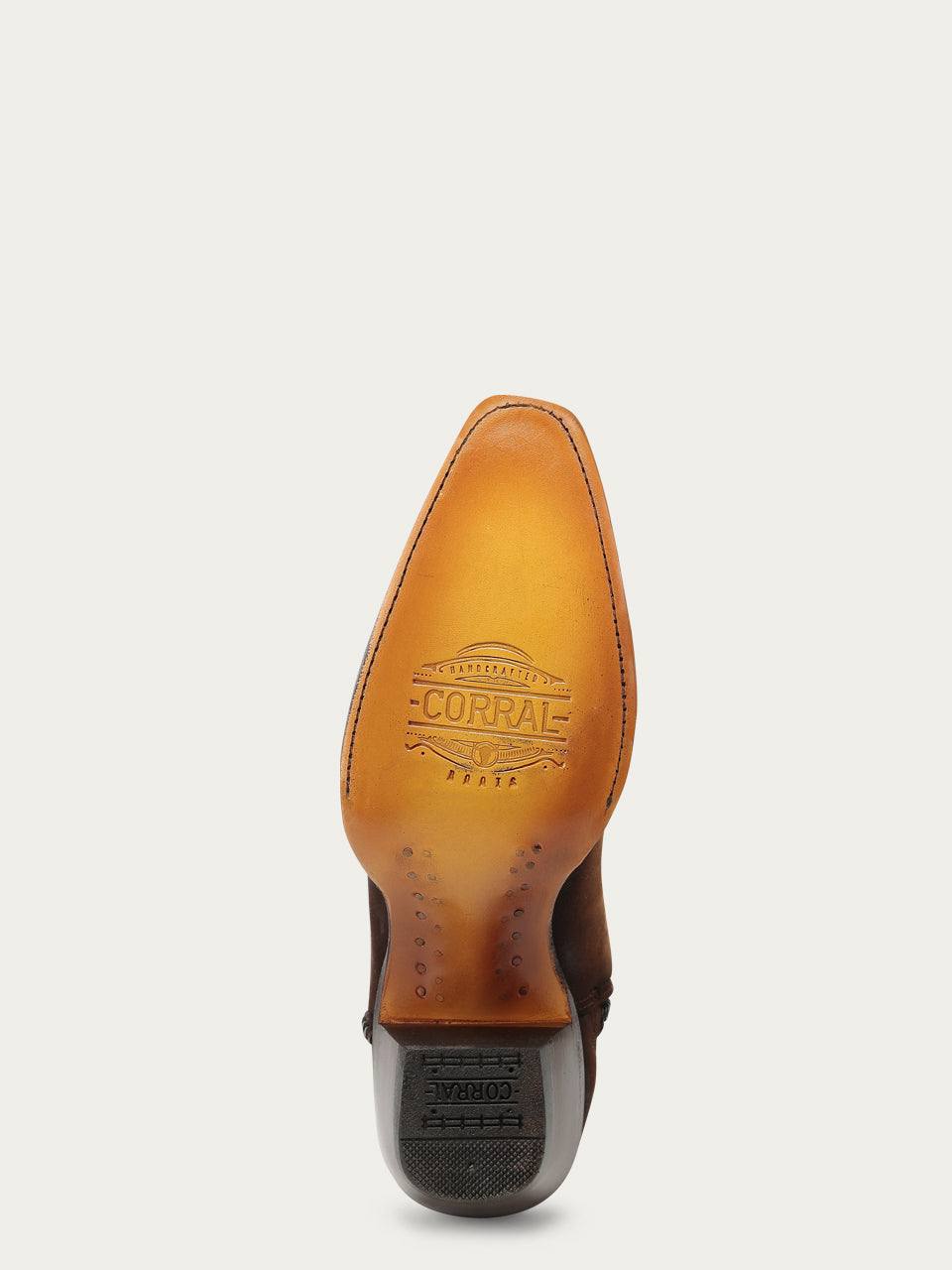Women's Corral Honey Genuine Leather Boots with Embroidery & Woven & Metallic Welt Tall Top
