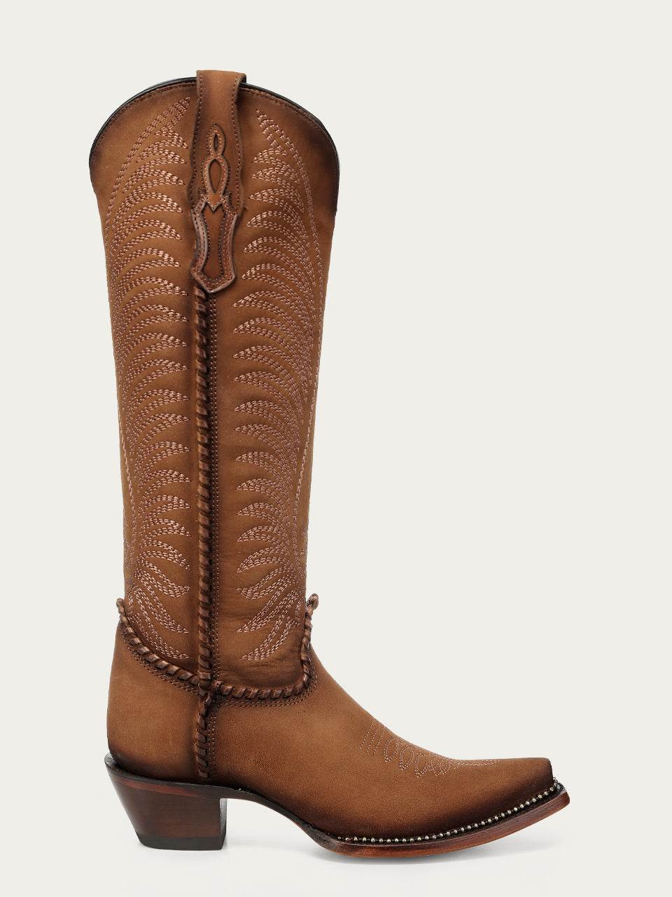 Women's Corral Honey Genuine Leather Boots with Embroidery & Woven & Metallic Welt Tall Top