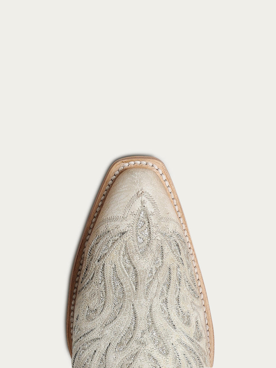 Women's Corral White Genuine Leather Boots with Glitter Inlay & Embroidery