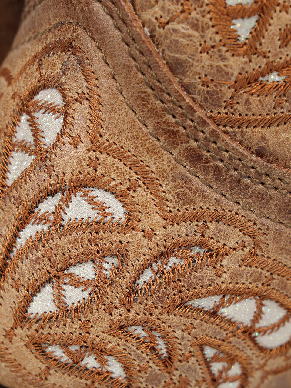 Women's Corral Sand Genuine Leather Boots with Glitter Inlay & Embroidery