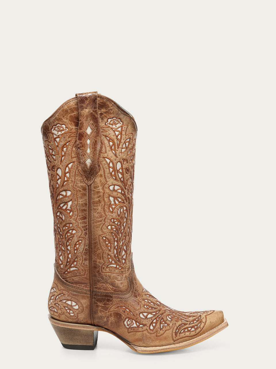Women's Corral Sand Genuine Leather Boots with Glitter Inlay & Embroidery