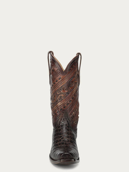 Men's Corral Honey Genuine Alligator Boots with Tooled & Handwoven