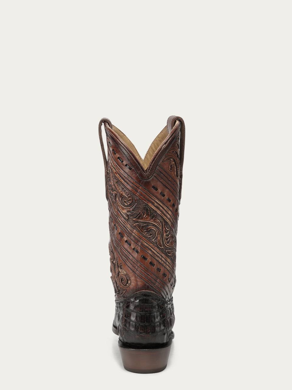 Men's Corral Honey Genuine Alligator Boots with Tooled & Handwoven