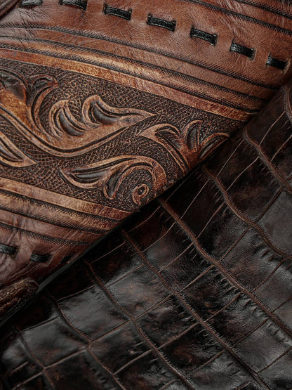 Men's Corral Honey Genuine Alligator Boots with Tooled & Handwoven