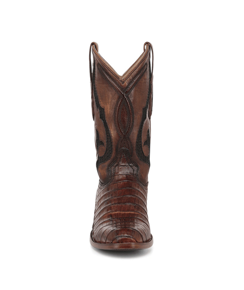 Men's Corral Honey Genuine Caiman Boots with Inlay & Embroidery