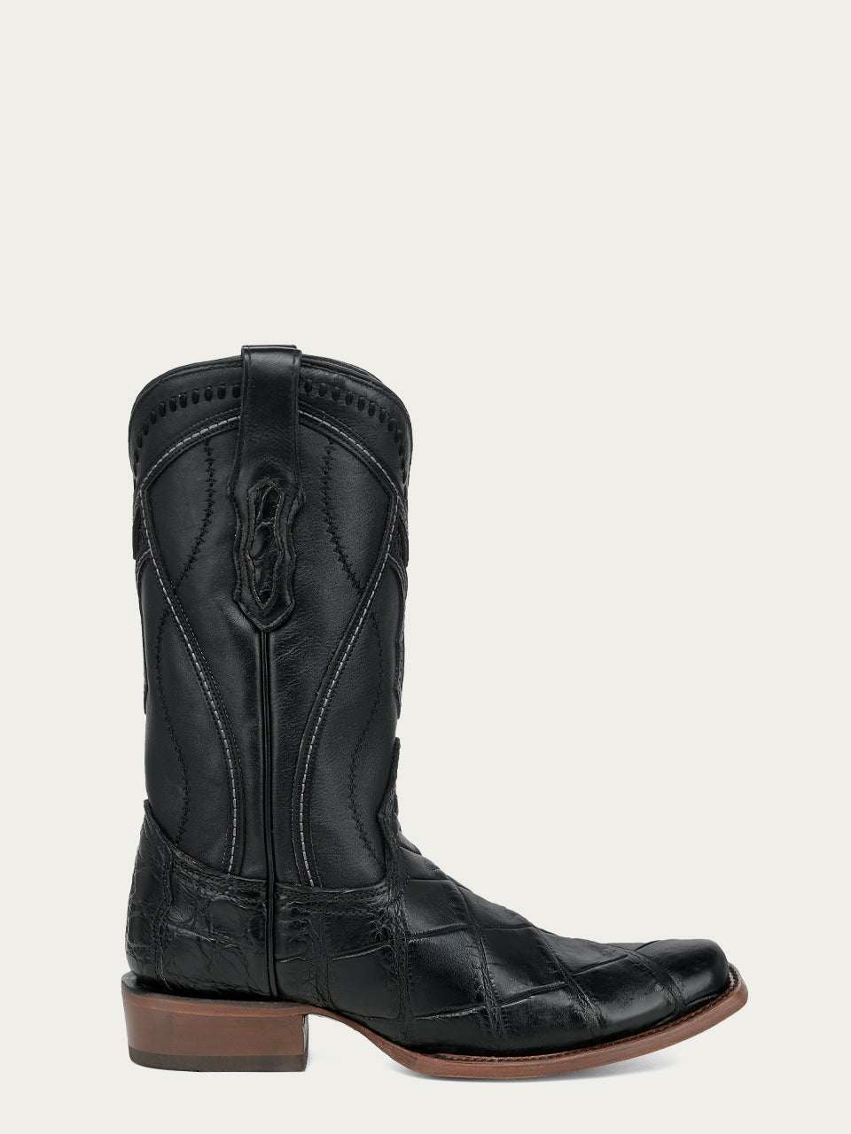 Men's Corral Black Genuine American Alligator Boots with Inlay & Embroidery & Woven