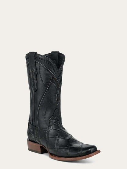 Men's Corral Black Genuine American Alligator Boots with Inlay & Embroidery & Woven