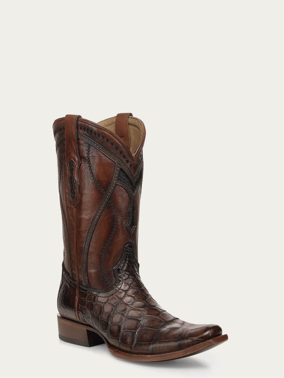 Men's Corral Honey Genuine American Alligator Boots with Inlay & Embroidery & Woven
