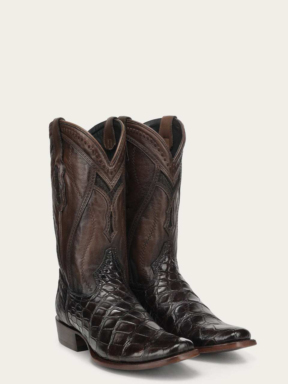 Men's Corral Brown Genuine American Alligator Boots with Inlay & Embroidery & Woven