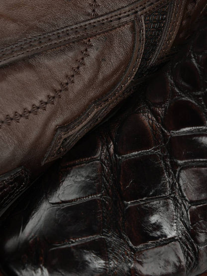 Men's Corral Brown Genuine American Alligator Boots with Inlay & Embroidery & Woven
