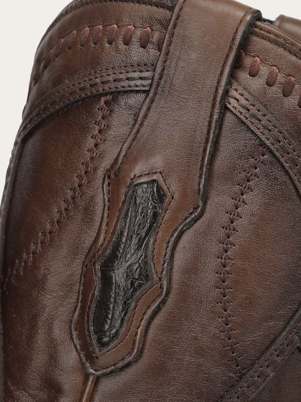 Men's Corral Brown Genuine American Alligator Boots with Inlay & Embroidery & Woven
