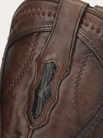 Men's Corral Brown Genuine American Alligator Boots with Inlay & Embroidery & Woven