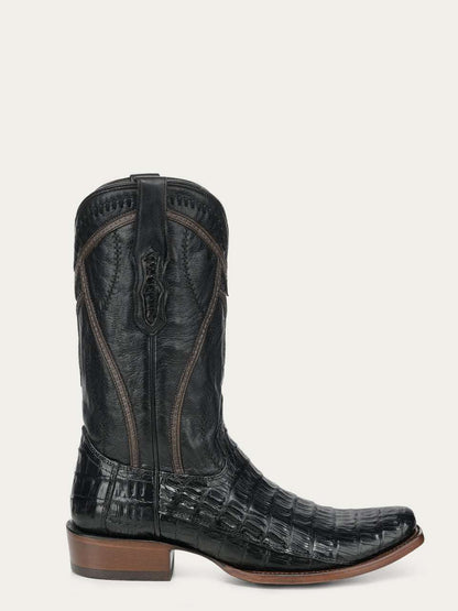 Men's Corral Black Genuine Caiman Boots with Inlay & Embroidery & Woven