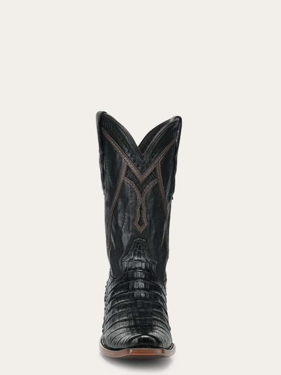 Men's Corral Black Genuine Caiman Boots with Inlay & Embroidery & Woven