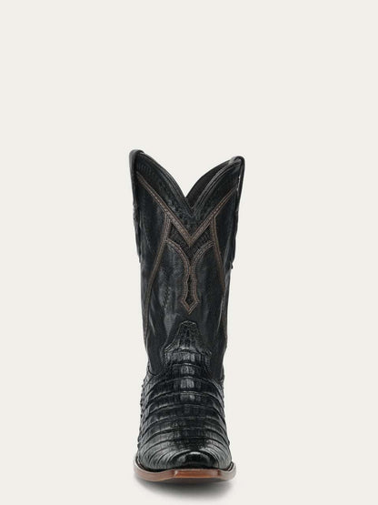 Men's Corral Black Genuine Caiman Boots with Inlay & Embroidery & Woven