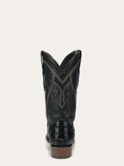 Men's Corral Black Genuine Caiman Boots with Inlay & Embroidery & Woven