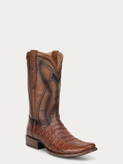 Men's Corral Honey Genuine Caiman Boots with Inlay & Embroidery & Woven