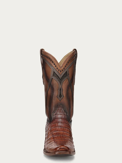 Men's Corral Honey Genuine Caiman Boots with Inlay & Embroidery & Woven