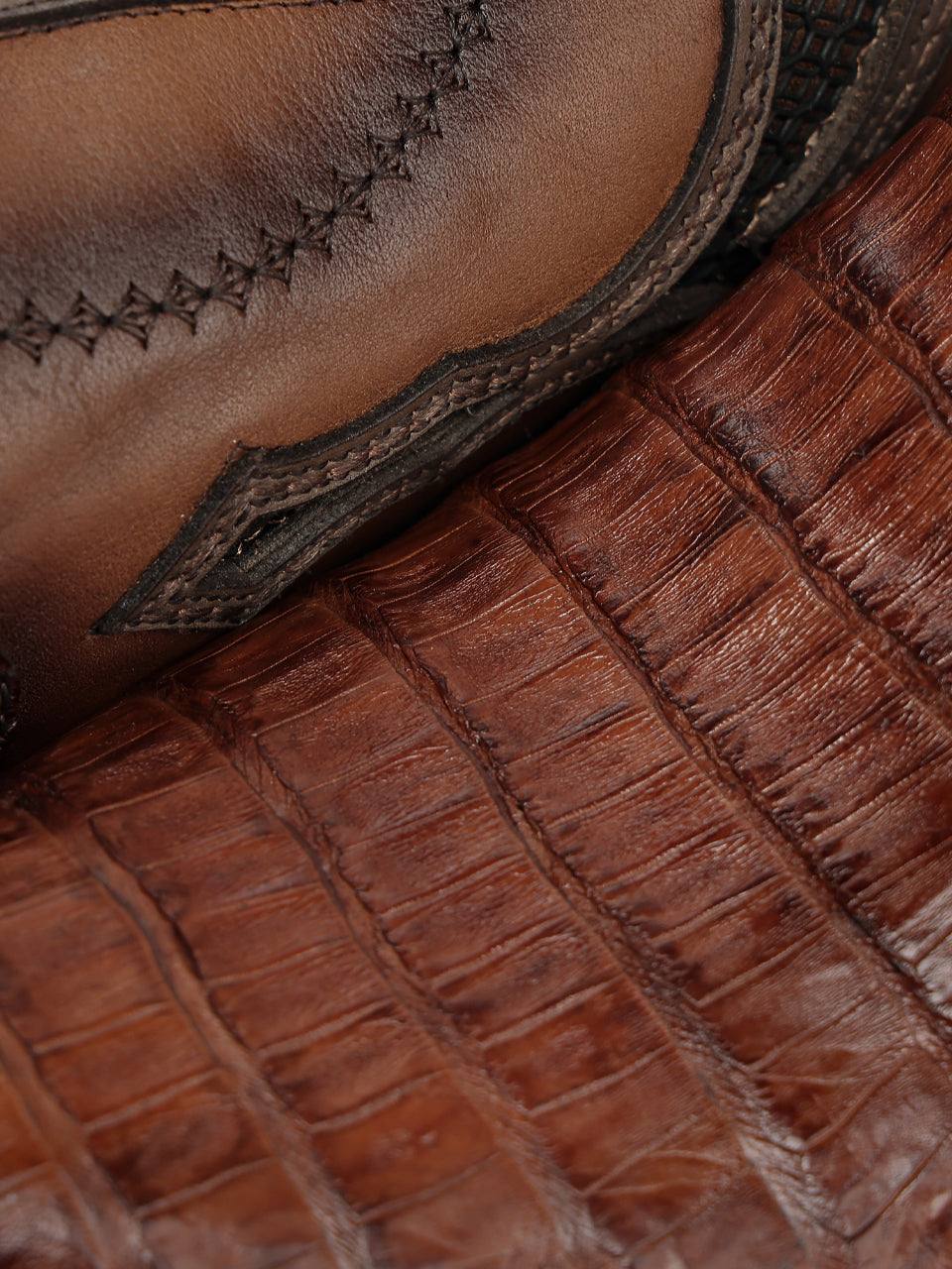 Men's Corral Honey Genuine Caiman Boots with Inlay & Embroidery & Woven