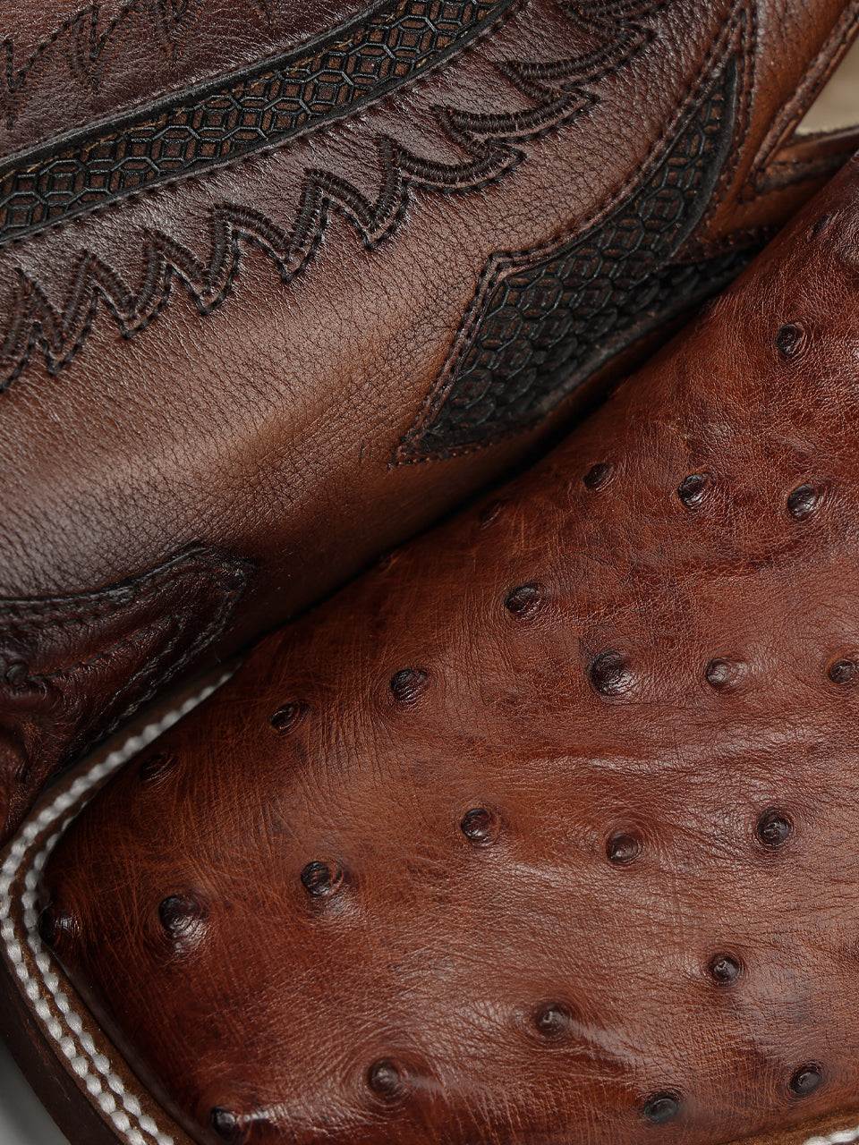 Men's Corral Cognac Genuine Full Quill Ostrich Boots with Inlay & Embroidery