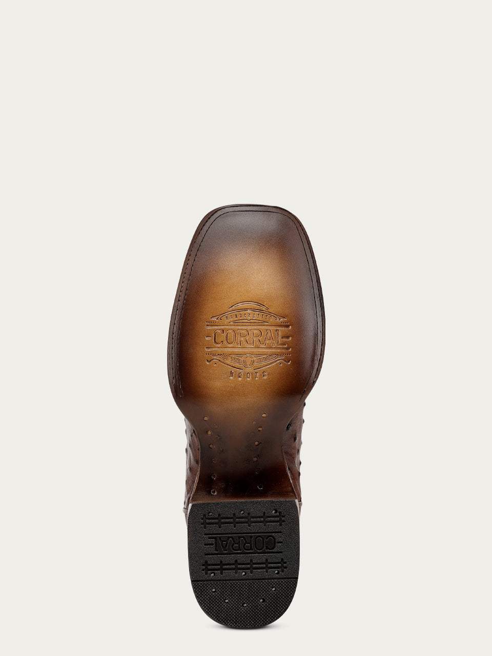 Men's Corral Cognac Genuine Full Quill Ostrich Boots with Inlay & Embroidery