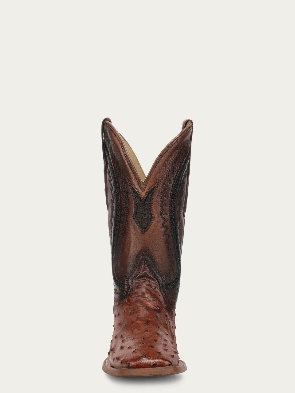 Men's Corral Cognac Genuine Full Quill Ostrich Boots with Inlay & Embroidery