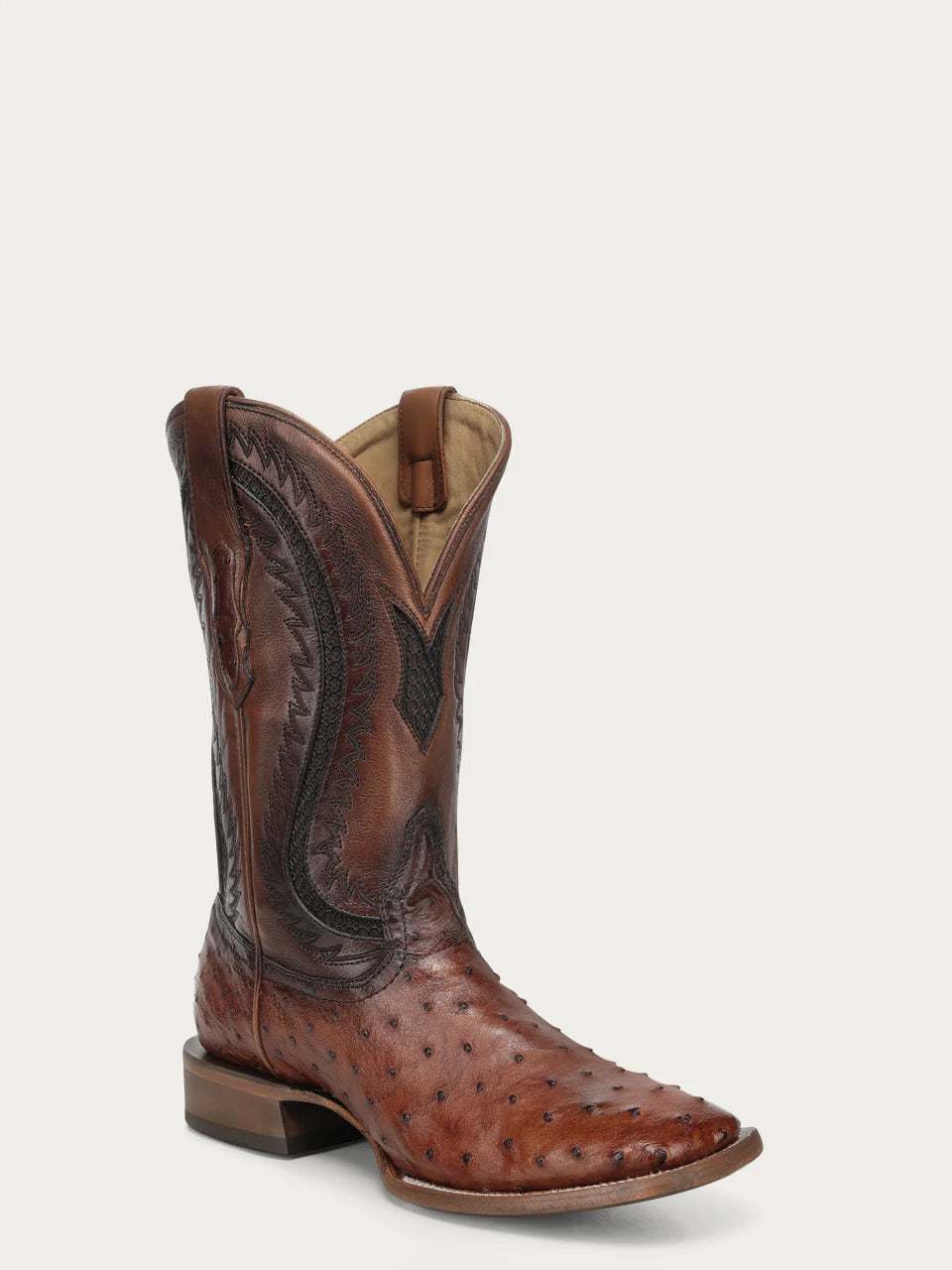 Men's Corral Cognac Genuine Full Quill Ostrich Boots with Inlay & Embroidery