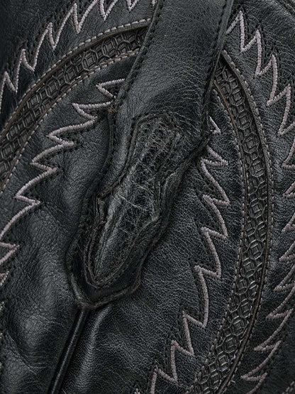 Men's Corral Black Genuine Ostrich Boots with Inlay & Embroidery